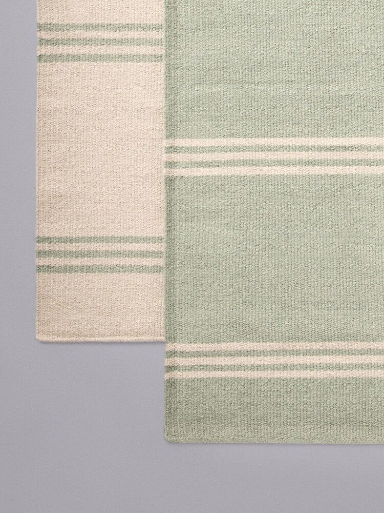 The Set 2 Pack Green Stripe Flatweave Wool Rugs - Image 8 of 8 The Set 2 Pack Green Stripe Flatweave Wool Rugs - Image 8 of 8