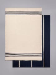 The Set 2 Pack Navy Stripe Flatweave Wool Rugs - Image 1 of 6