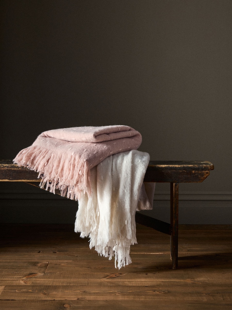 The Set 2 Pack Pink/Cream Dobby Spot Throws - Image 1 of 6