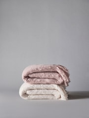 The Set 2 Pack Pink/Cream Dobby Spot Throws - Image 4 of 6