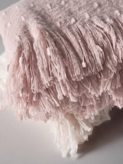 The Set 2 Pack Pink/Cream Dobby Spot Throws - Image 6 of 6