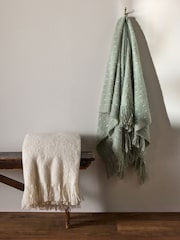 The Set 2 Pack Green/Cream Dobby Spot Throws - Image 1 of 3
