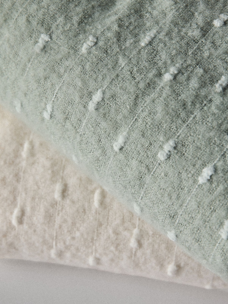 The Set 2 Pack Green/Cream Dobby Spot Throws - Image 3 of 3