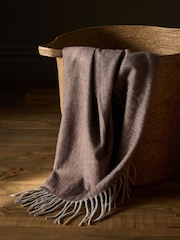 The Set 2 Pack Chocolate/Natural Herringbone Throws - Image 4 of 6
