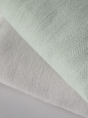 The Set 2 Pack Green/Grey Herringbone Throws - Image 4 of 5