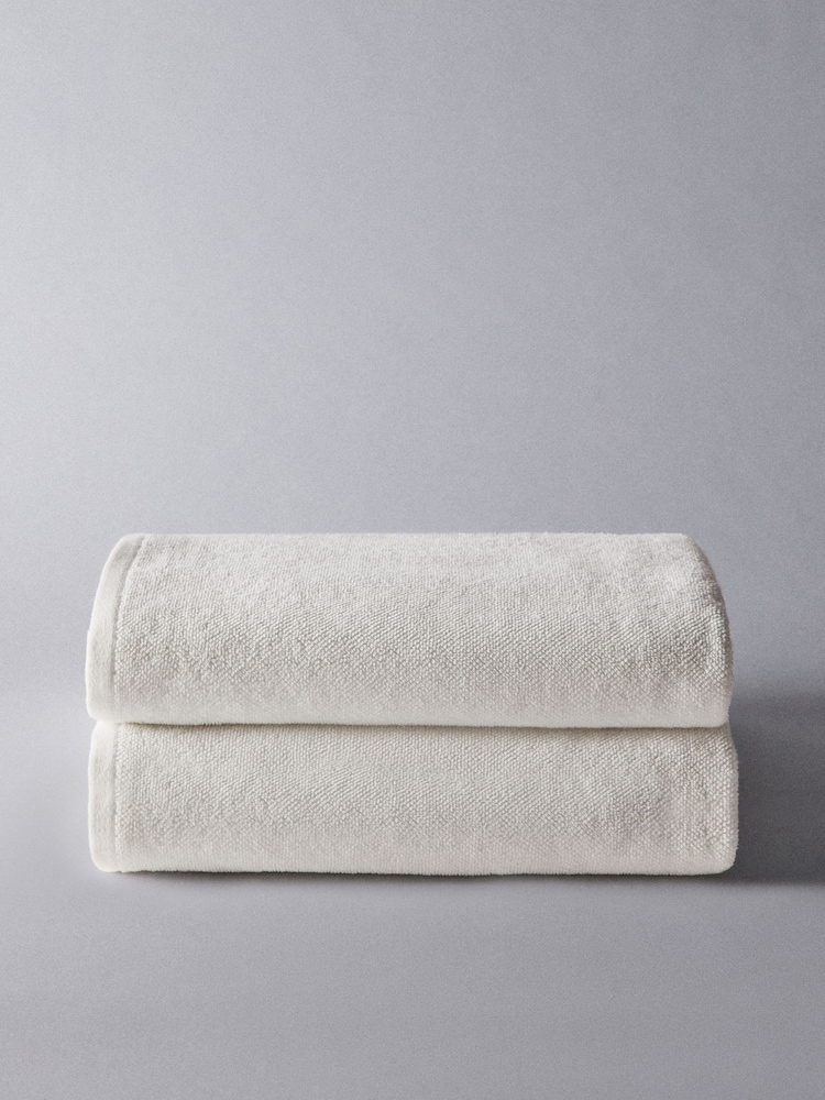 The Set 2 Pack White Texture 100% Cotton Bath Towels - Image 5 of 5 The Set 2 Pack White Texture 100% Cotton Bath Towels - Image 5 of 5