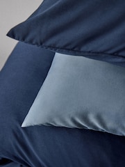 The Set 2 Pack Navy/Blue Microfibre Duvet Cover and Pillowcase Set with Fitted Sheets - Image 4 of 6