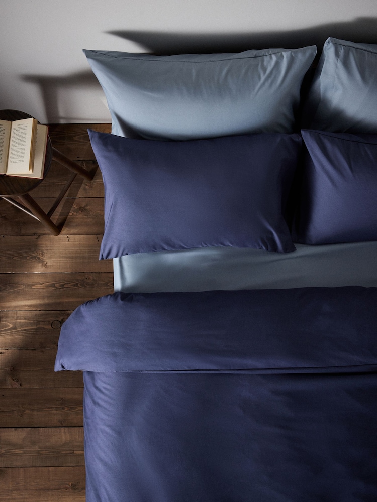 The Set 2 Pack Navy/Blue Microfibre Duvet Cover and Pillowcase Set with Fitted Sheets - Image 6 of 6