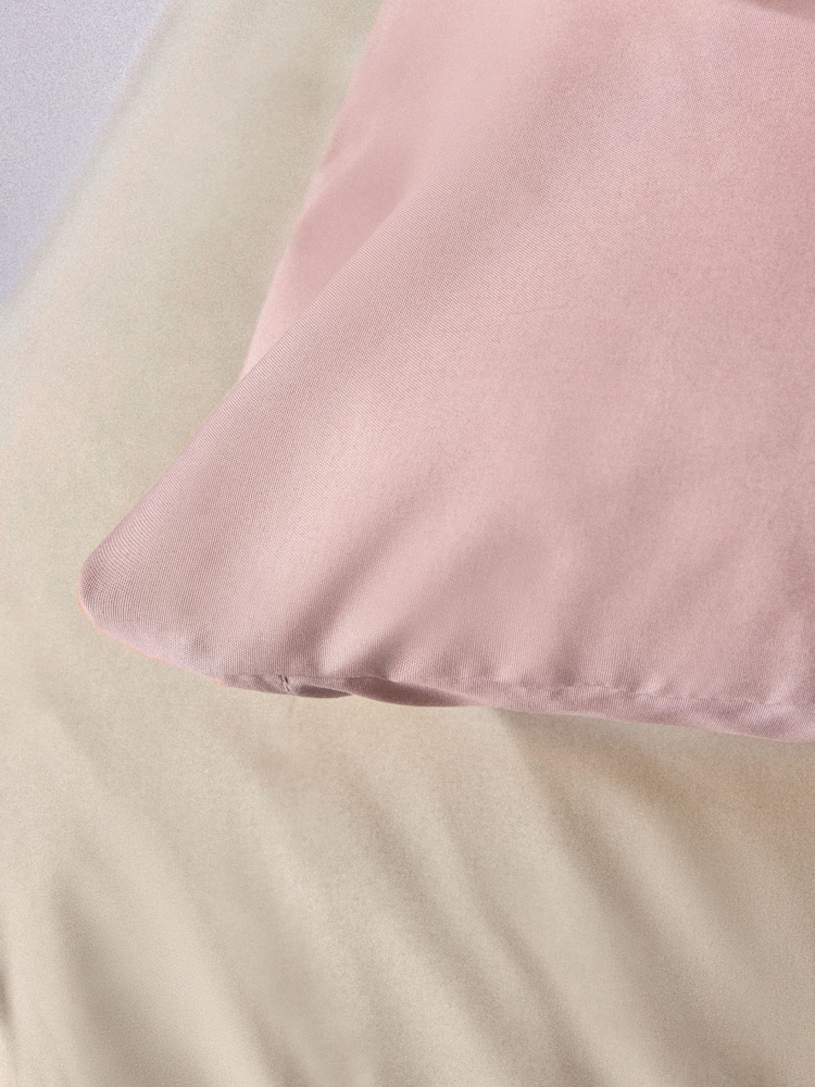 The Set 2 Pack Pink/Natural Microfibre Duvet Cover and Pillowcase Set with Fitted Sheets - Image 6 of 6