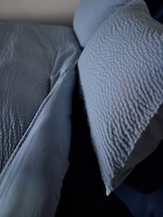 The Set Set of 2 Blue/Navy Seersucker Duvet Cover and Pillowcase Set with Fitted Sheets - Image 5 of 6