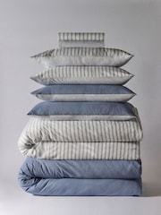 The Set 2 Pack Navy Stripe Printed Duvet Cover and Pillowcase Set With Fitted Sheets - Image 1 of 5