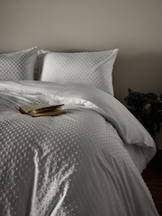 The Set 2 Pack White Tufted Pom Duvet Cover and Pillowcase Set with Fitted Sheets - Image 3 of 6