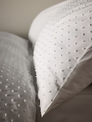 The Set 2 Pack White Tufted Pom Duvet Cover and Pillowcase Set with Fitted Sheets - Image 5 of 6