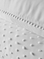 The Set 2 Pack White Tufted Pom Duvet Cover and Pillowcase Set with Fitted Sheets - Image 6 of 6
