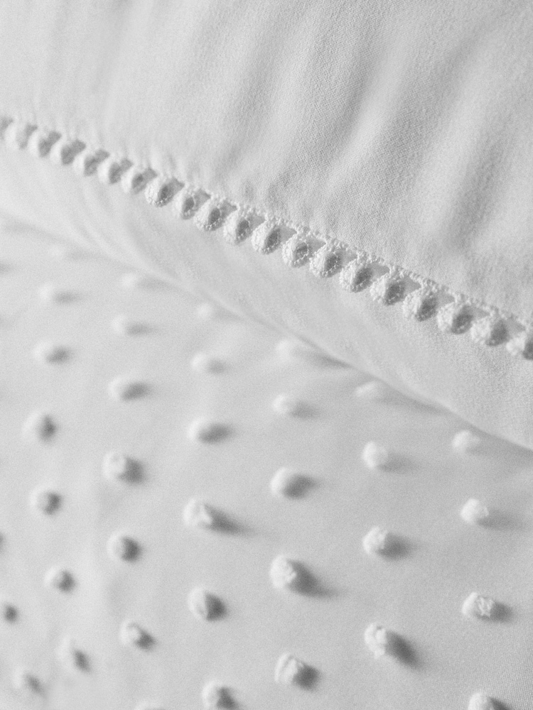 The Set 2 Pack White Tufted Pom Duvet Cover and Pillowcase Set with Fitted Sheets - Image 6 of 6