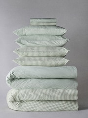 The Set 2 Pack Green Gingham Floral Duvet Cover and Pillowcase Set with Fitted Sheets - Image 1 of 5