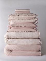 The Set 2 Pack Pink Gingham Frill Duvet Cover and Pillowcase Set with Fitted Sheets - Image 1 of 6