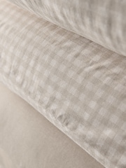 The Set 2 Pack Natural Gingham Printed Duvet Cover and Pillowcase Set With Fitted Sheets - Image 6 of 6
