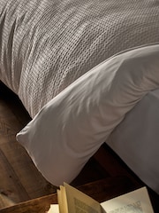 The Set 2 Pack White Natural Waffle Duvet Cover and Pillowcase Set with Fitted Sheets - Image 5 of 6