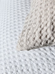 The Set 2 Pack White Natural Waffle Duvet Cover and Pillowcase Set with Fitted Sheets - Image 6 of 6