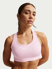 Nike Pink Foam Swoosh Medium Support Padded Sports Bra - Image 3 of 5