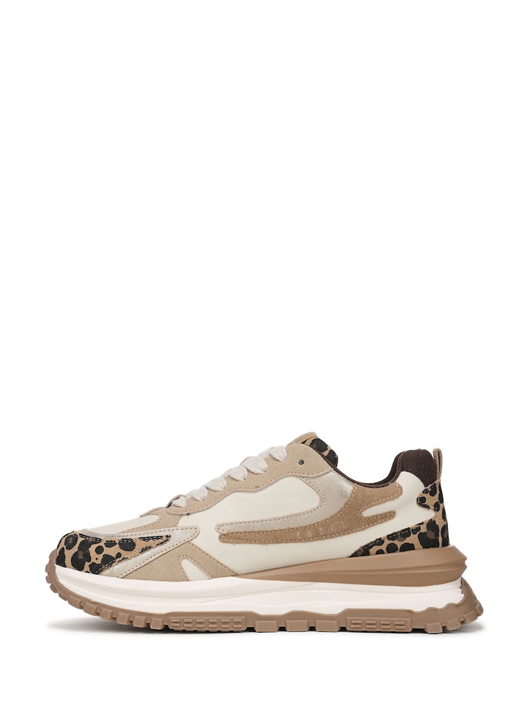 Blowfish Malibu Regular Fit Cream Leo Lace-Up Trainers - Image 2 of 7