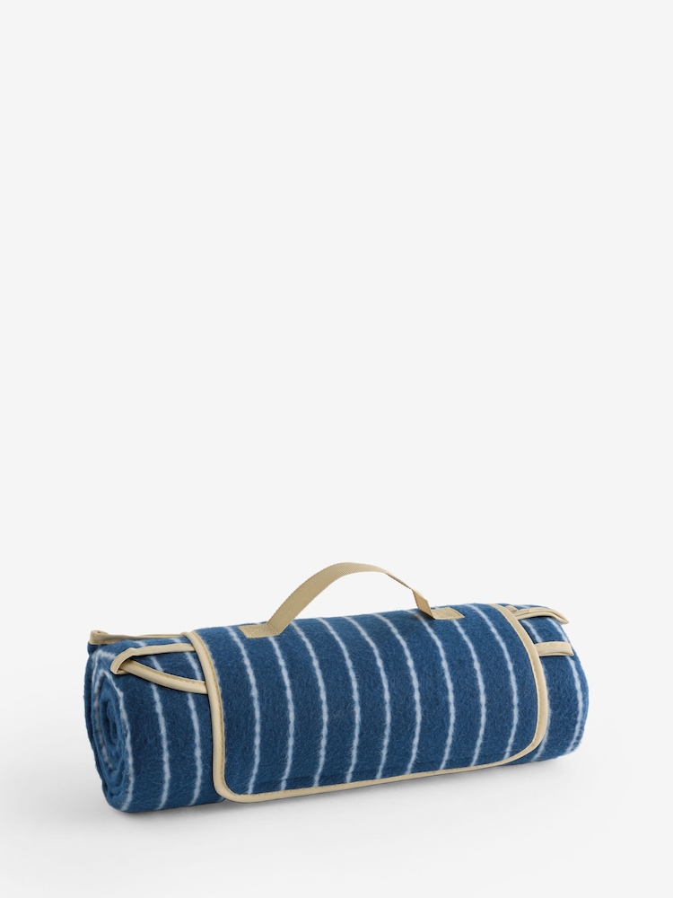 Blue Stripe Fleece Picnic Blanket - Image 1 of 1