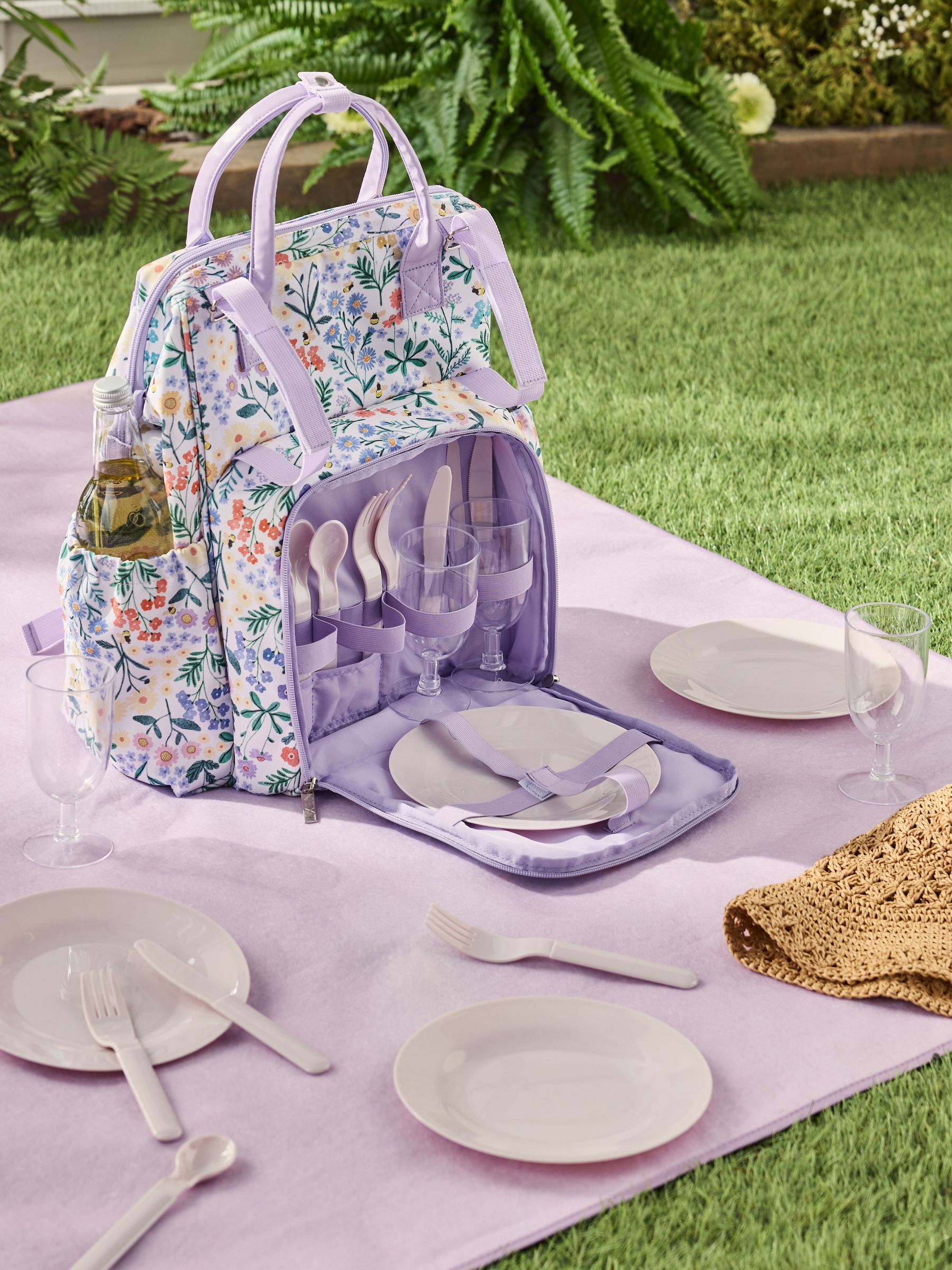 Lilac Embossed Floral Backpack Tote Embossed Lilac+purple Genuine Leather Backpack, Handmade  main image 2