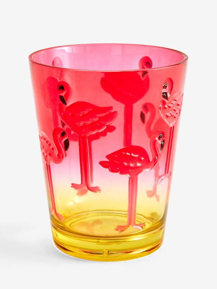Set of 4 Pink/Yellow Flamingo Picnic Acrylic Tumblers - Image 3 of 3