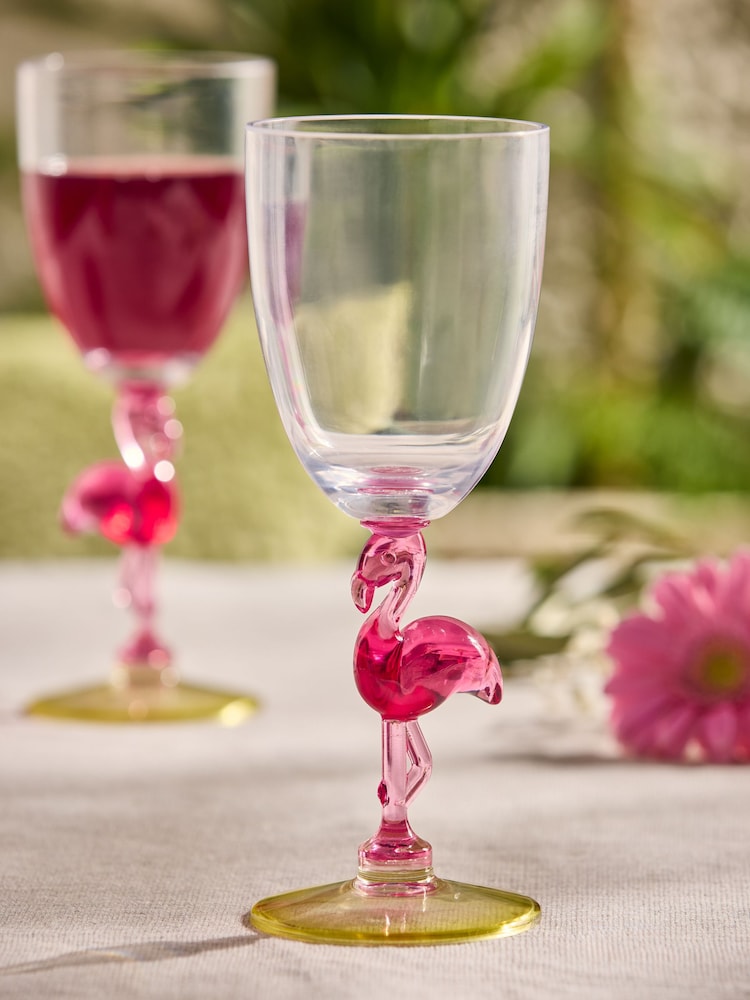 Set von 4 Flamingo-Acryl-Weingläsern für Picknick - Bild 3 von 3