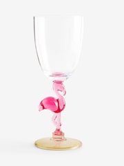 Set of 4 Pink/Yellow Flamingo Picnic Acrylic Wine Glasses - Image 4 of 4