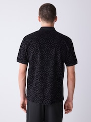 Black Regular Fit Smart Jaquard Polo Shirt - Image 3 of 4