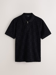 Black Regular Fit Smart Jaquard Polo Shirt - Image 5 of 7