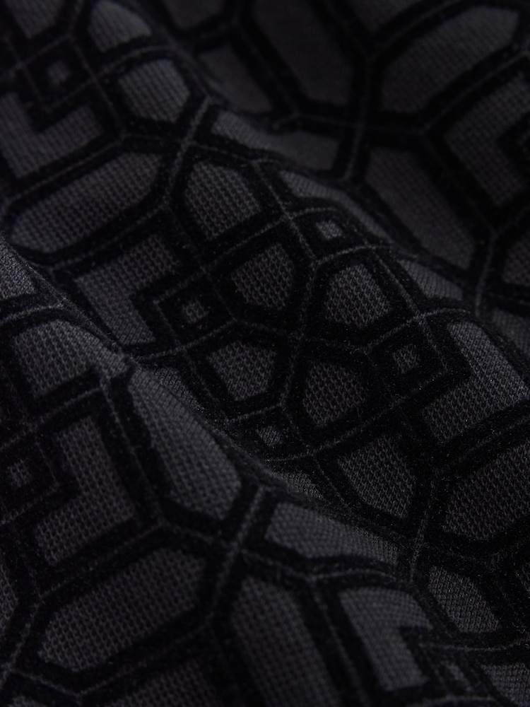 Black Regular Fit Smart Jaquard Polo Shirt - Image 7 of 7 Black Regular Fit Smart Jaquard Polo Shirt - Image 7 of 7