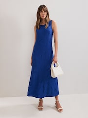 Phase Eight Blue Talia Textured Midi Dress - Image 1 of 7