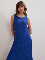 Phase Eight Blue Talia Textured Midi Dress - Image 5 of 7