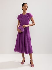 Phase Eight Purple Gwen Textured Dress - Image 1 of 6