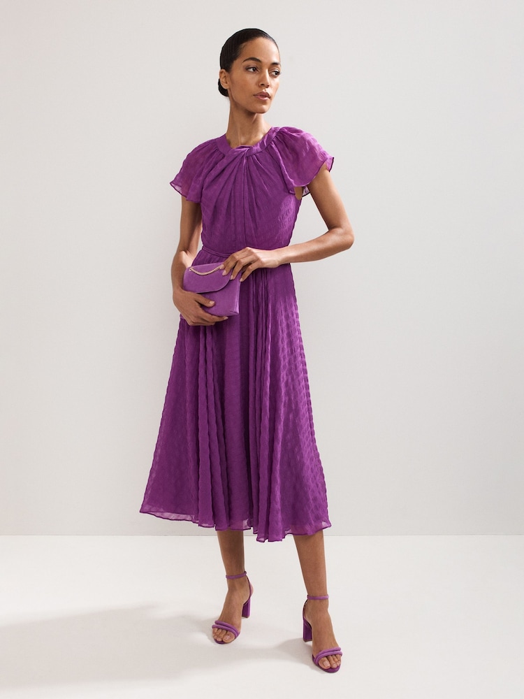 Phase Eight Purple Gwen Textured Dress - Image 1 of 6