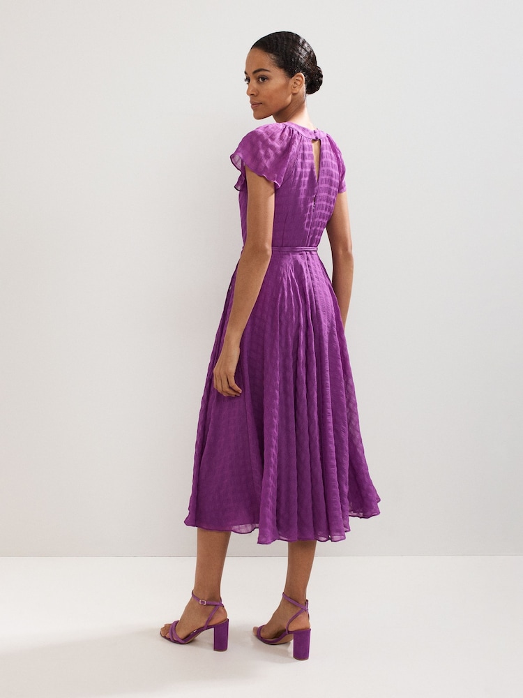 Phase Eight Purple Gwen Textured Dress - Image 2 of 6