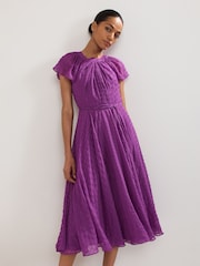 Phase Eight Purple Gwen Textured Dress - Image 3 of 6