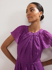 Phase Eight Purple Gwen Textured Dress - Image 4 of 6