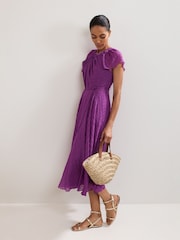 Phase Eight Purple Gwen Textured Dress - Image 6 of 6