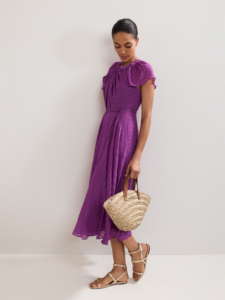 Phase Eight Purple Gwen Textured Dress - Image 6 of 6