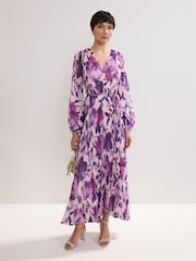 Phase Eight Purple Natalia Floral Print Dress - Image 1 of 7