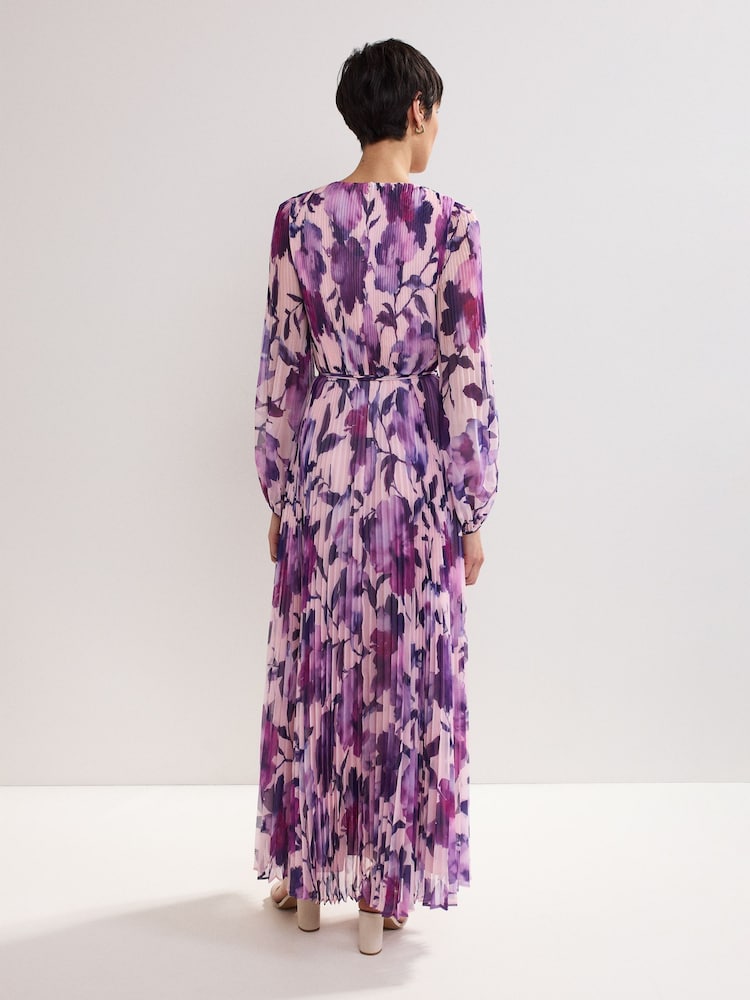 Phase Eight Purple Natalia Floral Print Dress - Image 2 of 7