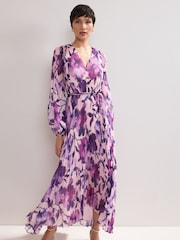 Phase Eight Purple Natalia Floral Print Dress - Image 3 of 7
