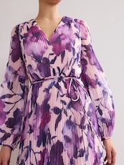 Phase Eight Purple Natalia Floral Print Dress - Image 4 of 7