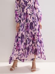 Phase Eight Purple Natalia Floral Print Dress - Image 5 of 7