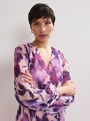 Phase Eight Purple Natalia Floral Print Dress - Image 6 of 7