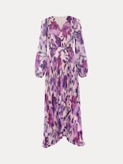 Phase Eight Purple Natalia Floral Print Dress - Image 7 of 7